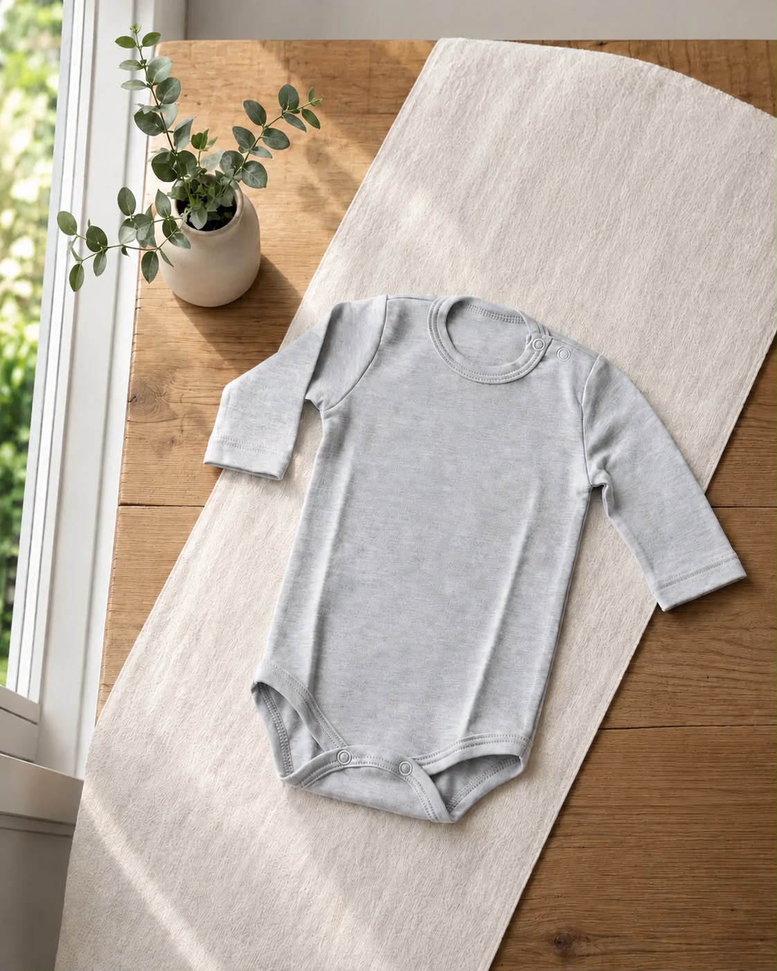 Body Bebé Talla 3 meses 100% Algodón Color Gris